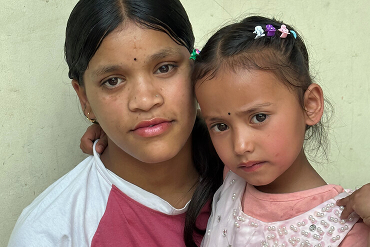 A woman with her daughter
